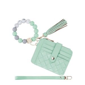 Airkit‎  Keychain Beaded Bracelet RFID Wallet Tassel Wristlet Seafoam Green  NEW